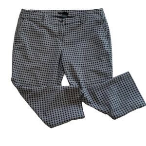 Hilary Radley Navy, White Mid Rise Geometric Print Slim Leg Cropped Pants, 16